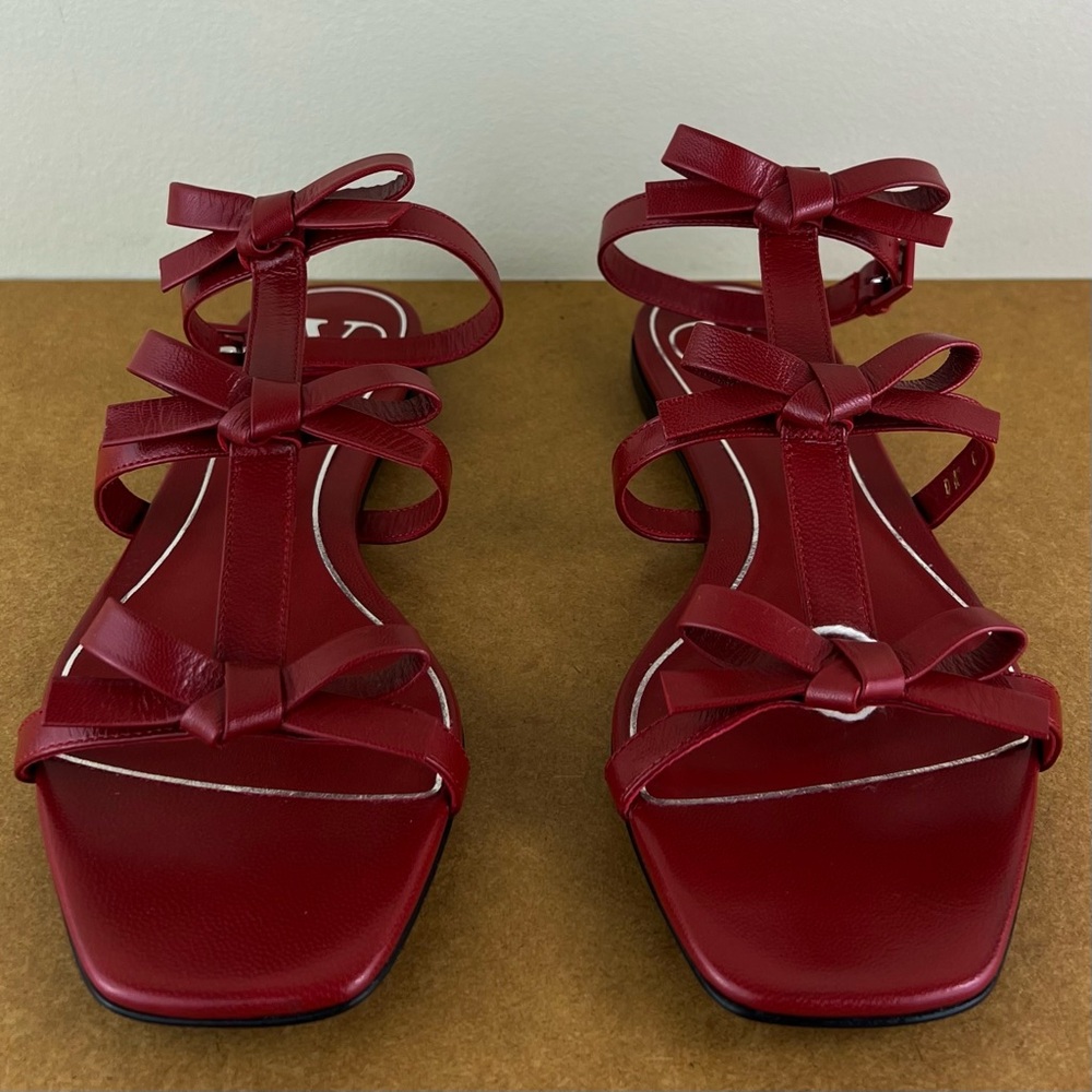 NEW VALENTINO GARAVANI RED BOW LEATHER SANDALS - Picture 10 of 14